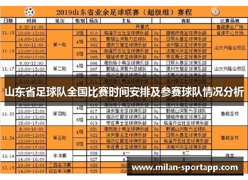 山东省足球队全国比赛时间安排及参赛球队情况分析