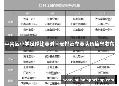 平谷区小学足球比赛时间安排及参赛队伍信息发布